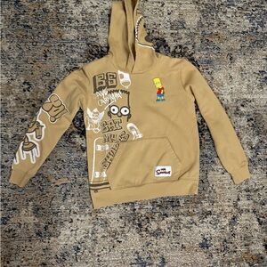 Bart Simpsons Tan Graphic Hoodie Embroidered Kids 12